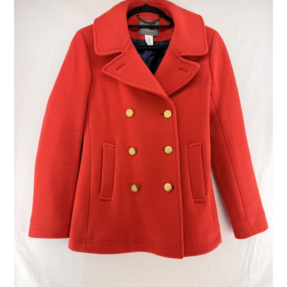 J.Crew Stadium Cloth Nello Gori Wool‎ Peacoat Gold Crest Buttons Size 2 49360